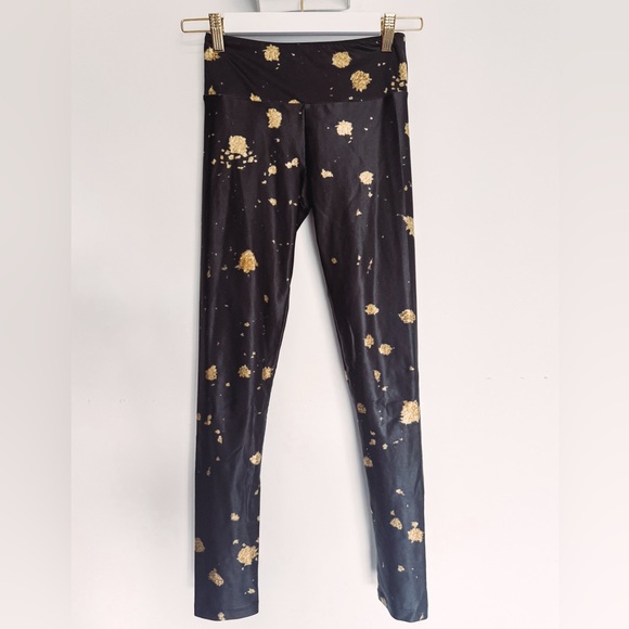 Goldsheep Black and Gold Splatter Leggings - Picture 1 of 2